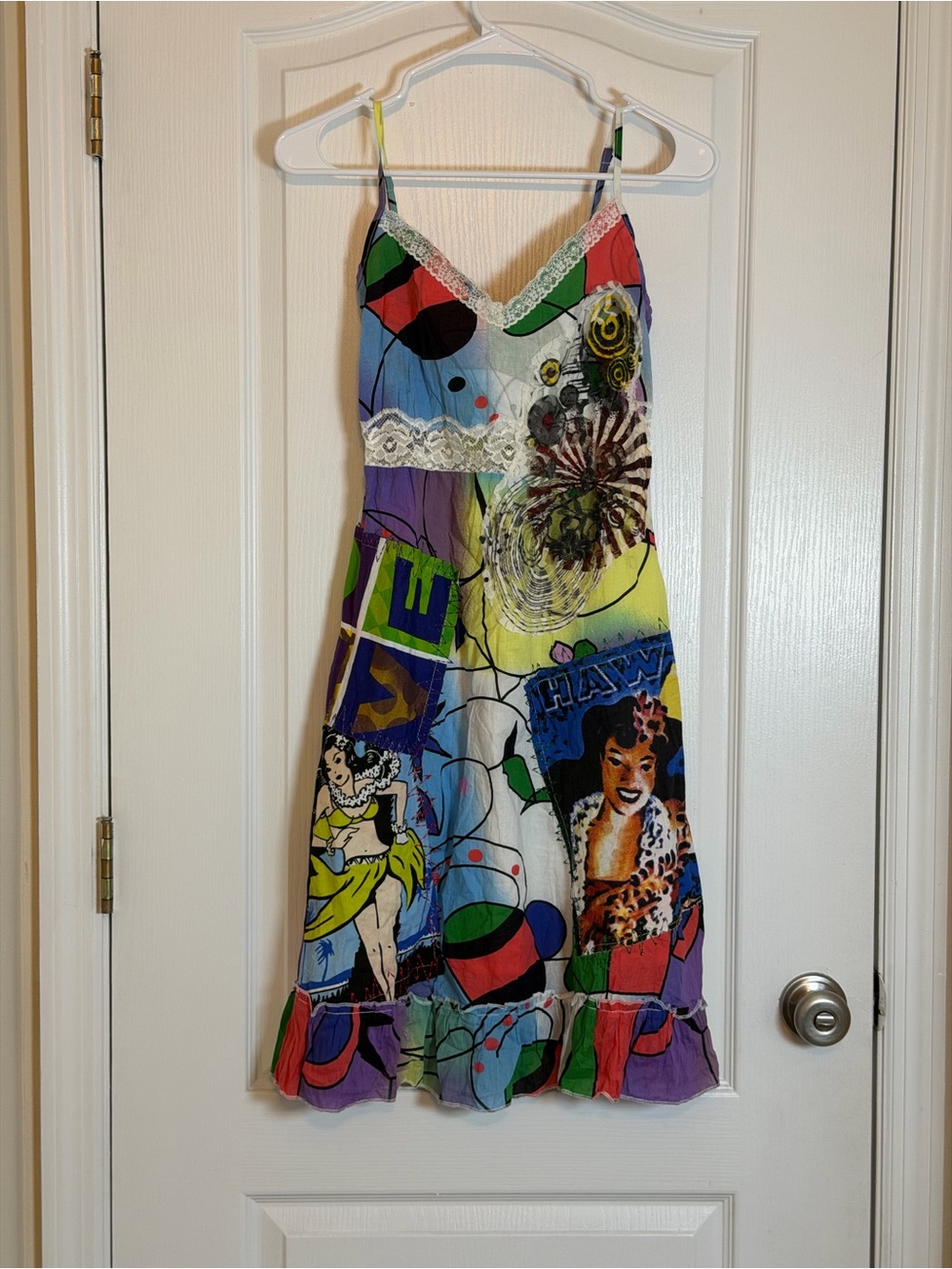 Kessley Y2K Graphic Print Patchwork Sundress Size M